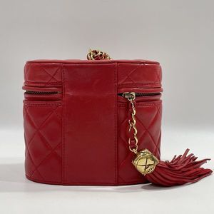 Chanel Bag Chain Shoulder Red Crossbody Tassel Coco Vintage Mini Matelasse Mark